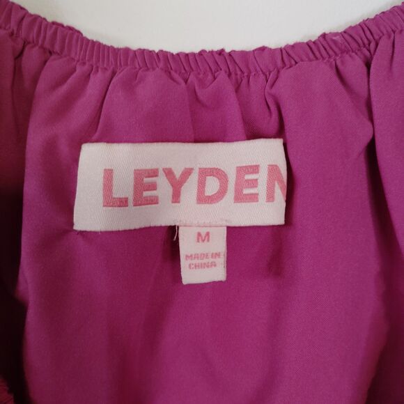 Leyden pink Eyelet Cropped Tank Top Elastic Waist And Straps Square Neck boho M - Picture 2 of 5